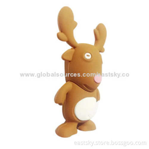Custom reindeer-shaped thumb drive, made of soft PVC material, OEM orders are welcomeNew